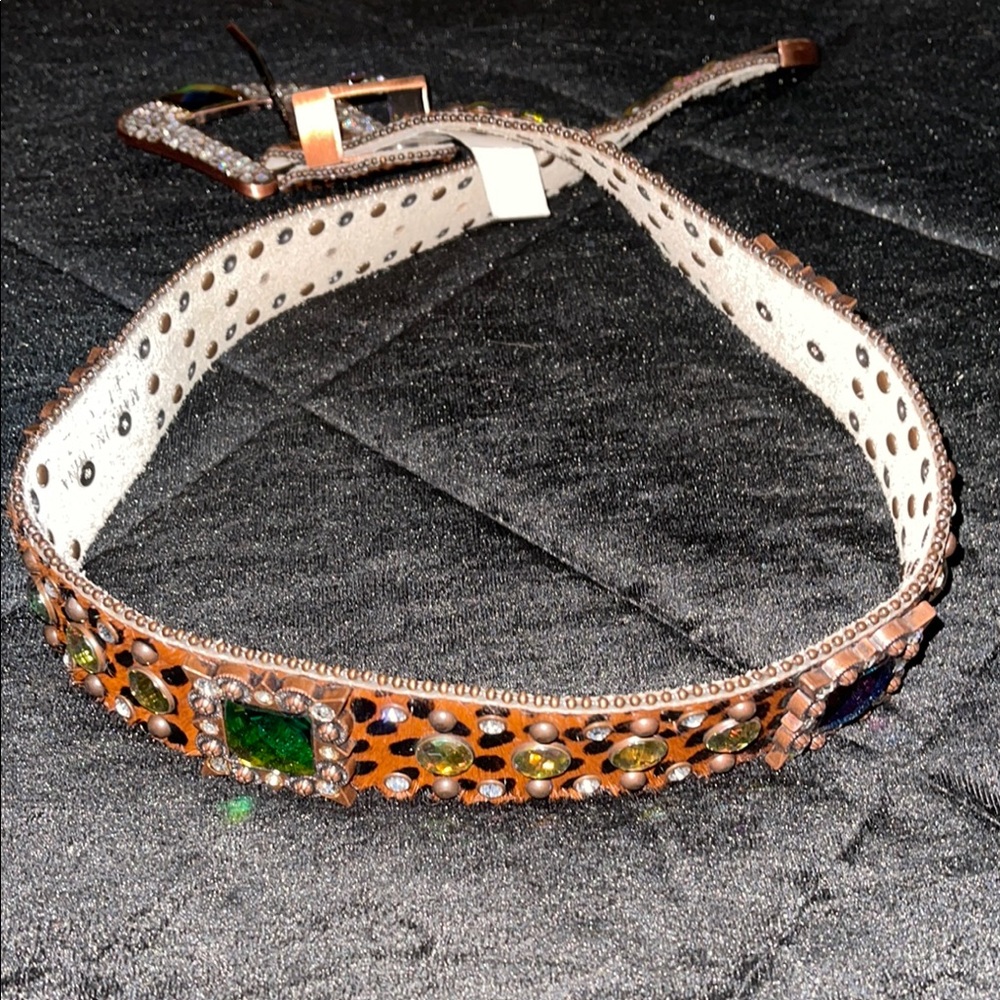 Leopard Print Rhinestone Belt - Picture 7 of 7